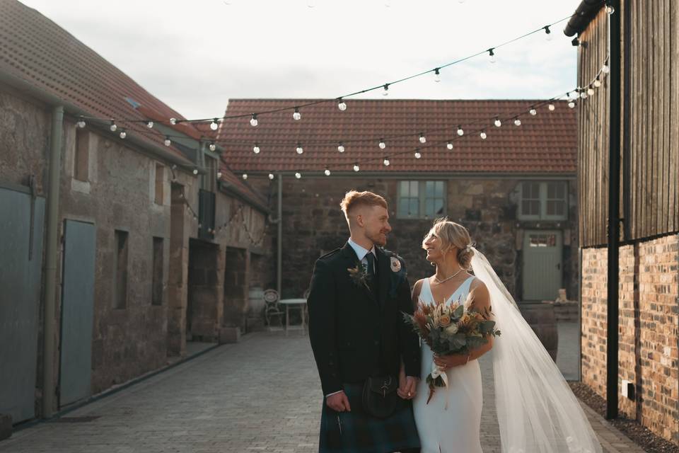 Autumn Barn wedding couple