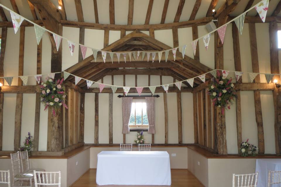 The barn makes a wonderful venue for a Civil Ceremony