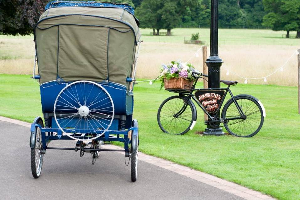 Rickshaw wedding couple