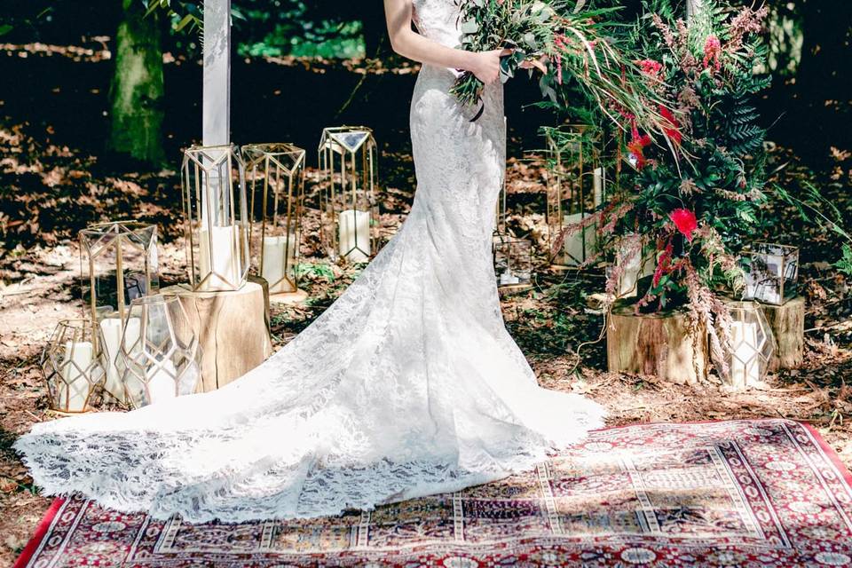 Bride holding flowers