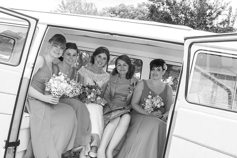 Bridesmaids and bride