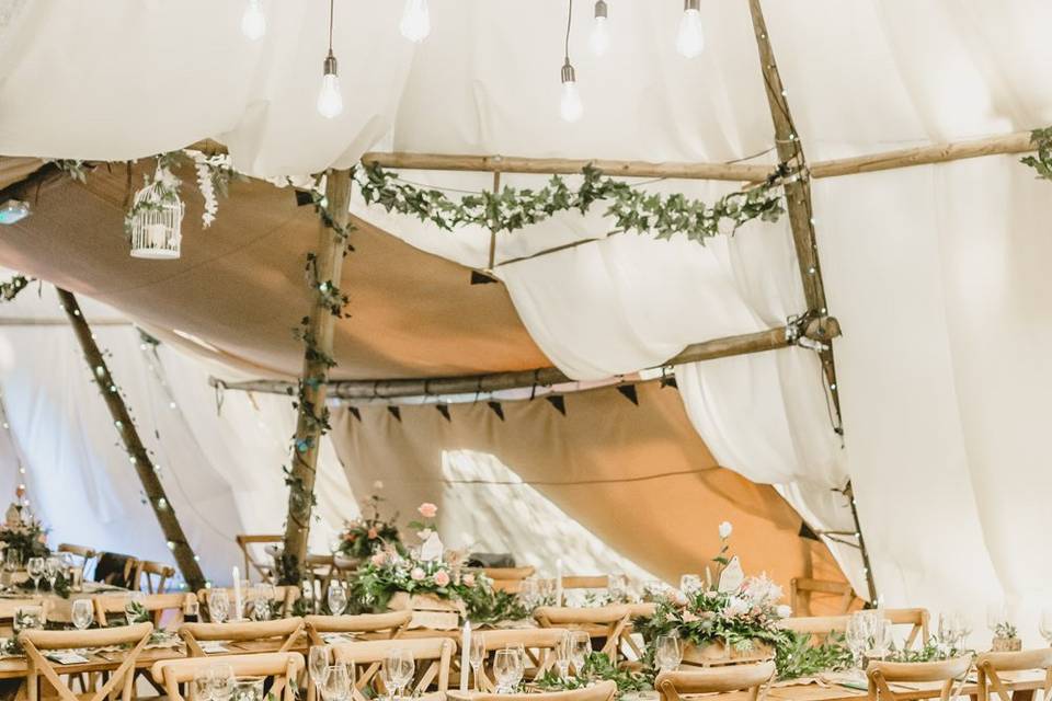 Inside the tipis