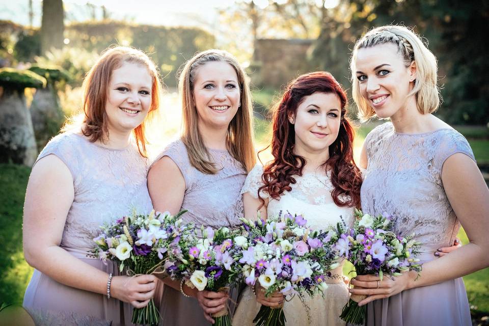 Bridal makeup and bridesmaids