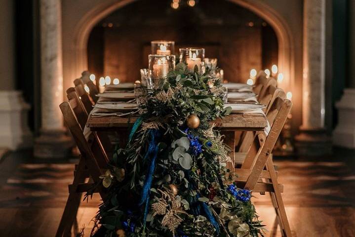 Peacock Winter Tablescape