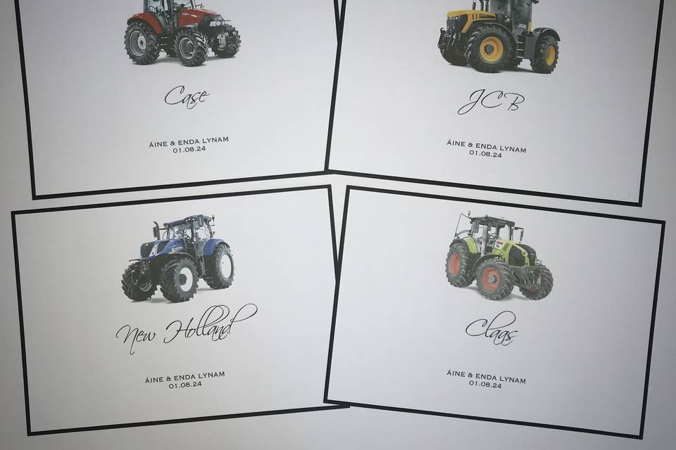 Farm Tractor Table Signs