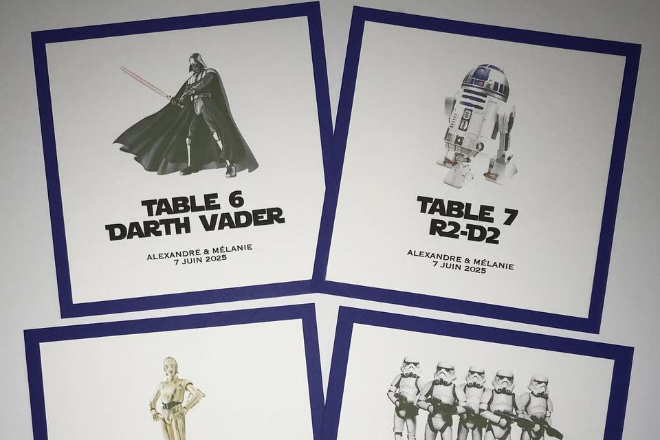 Star Wars Table Signs