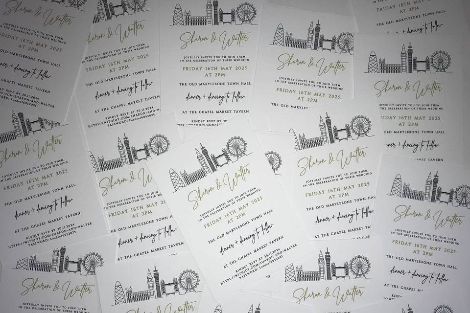 London Skyline Wedding Invites