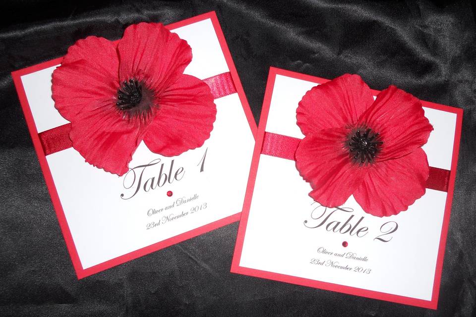 Poppy table numbers