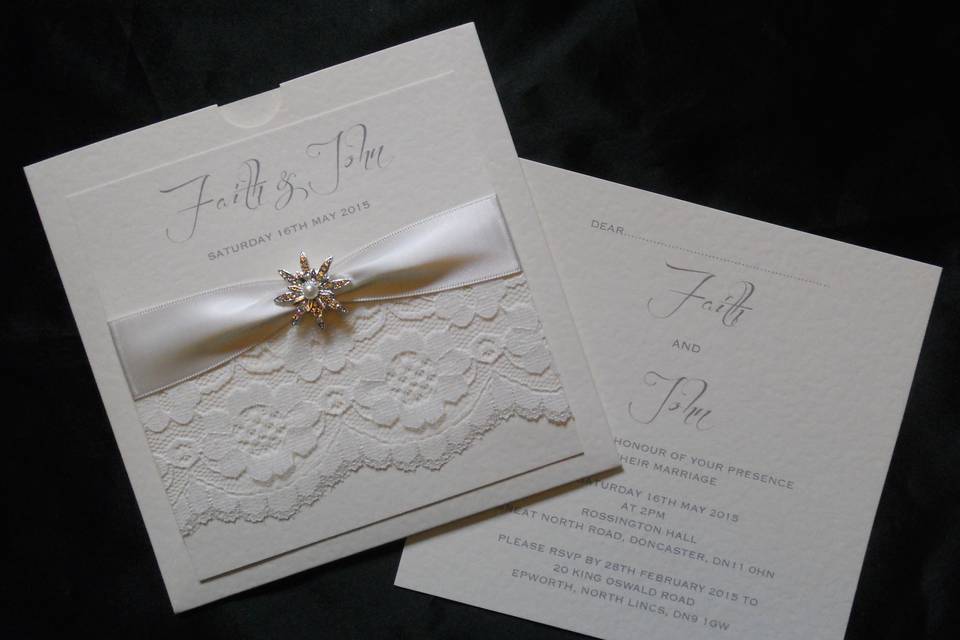 Star brooch lace invite