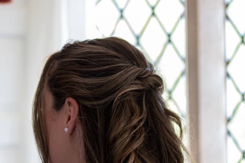 Textured half-up style