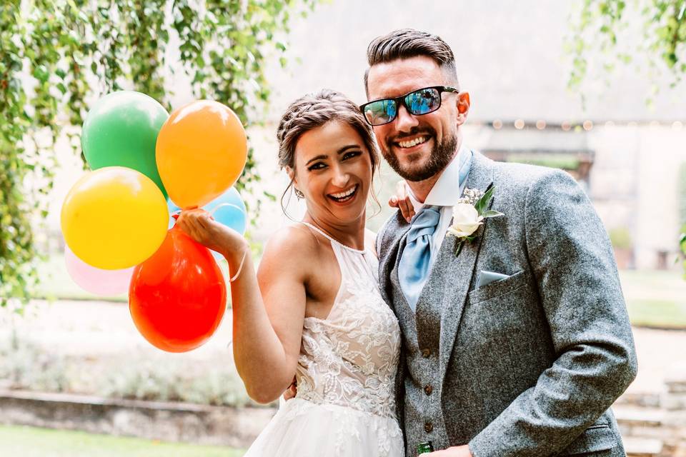 Newlyweds walking together - Vicky Lewis Photography