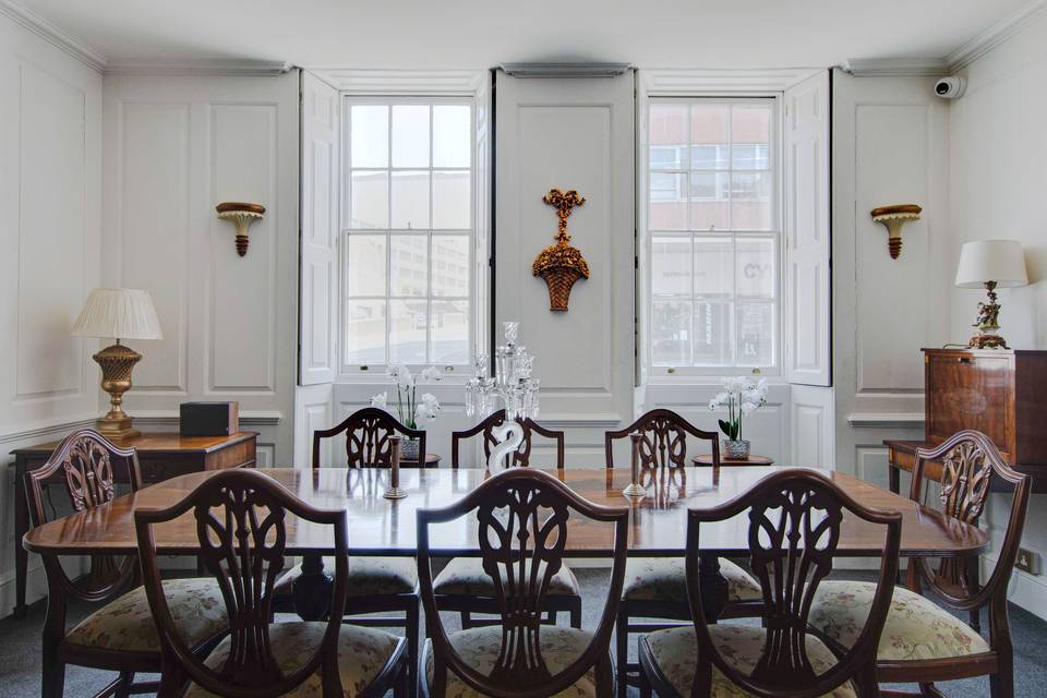 White panelled dining room