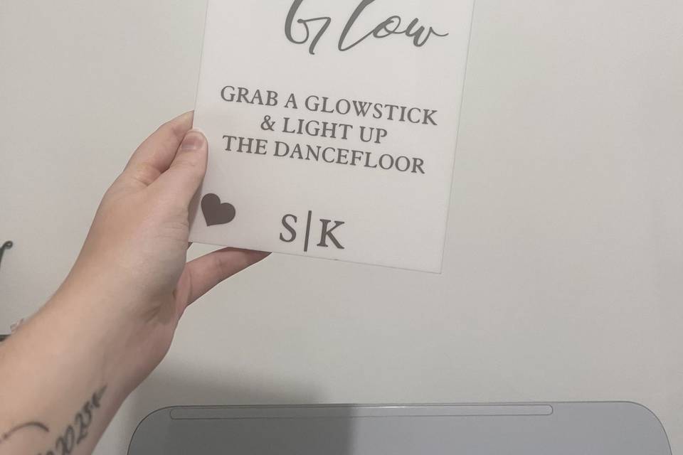 Glow stick sign