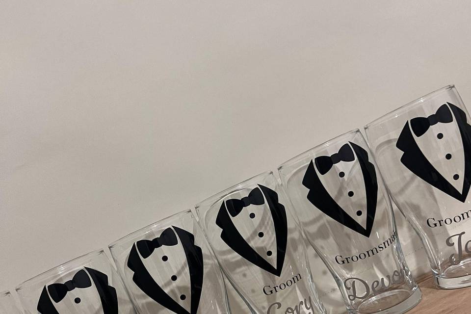 Personalsied pint glasses