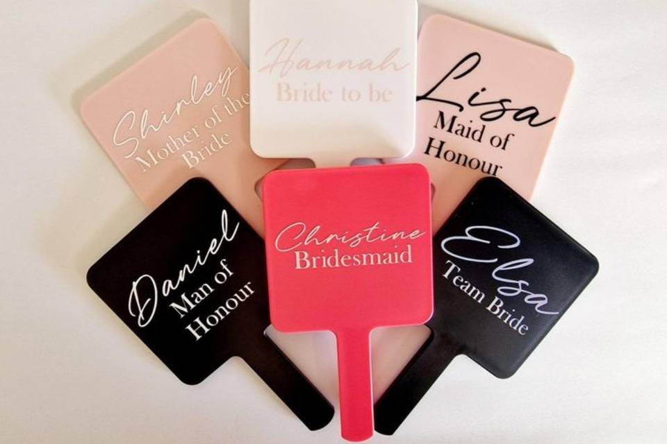 Personalised hand held mirrors
