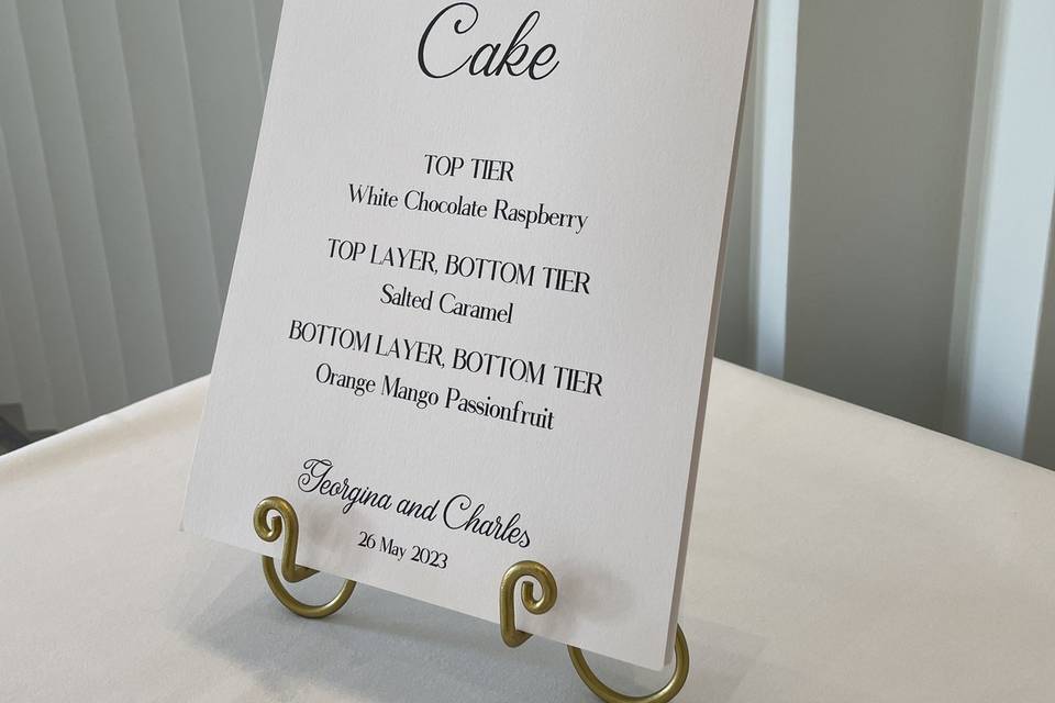 Reception Table Sign