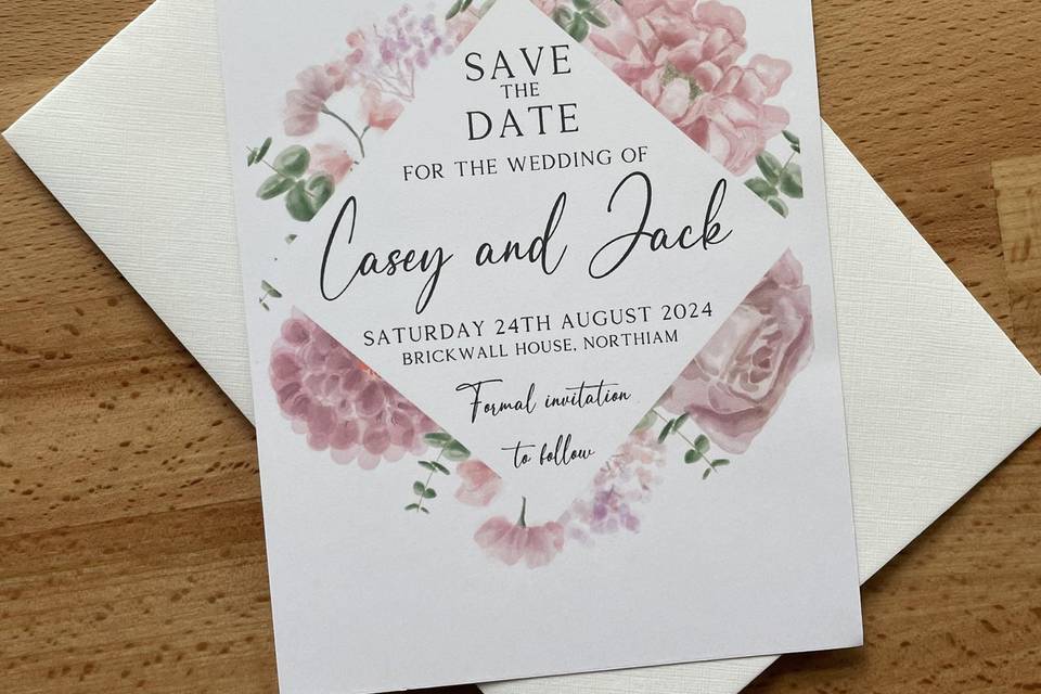 Bespoke floral save the date