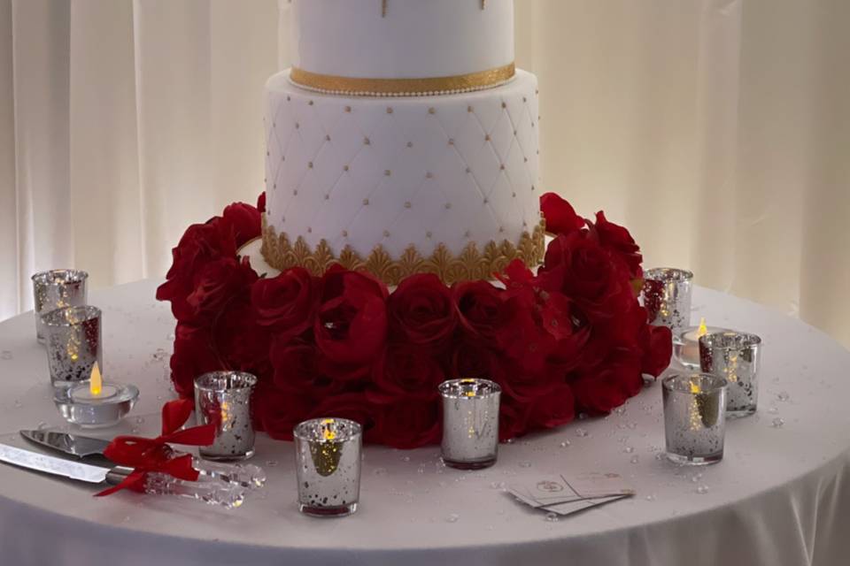 Two-tiered wedding cake