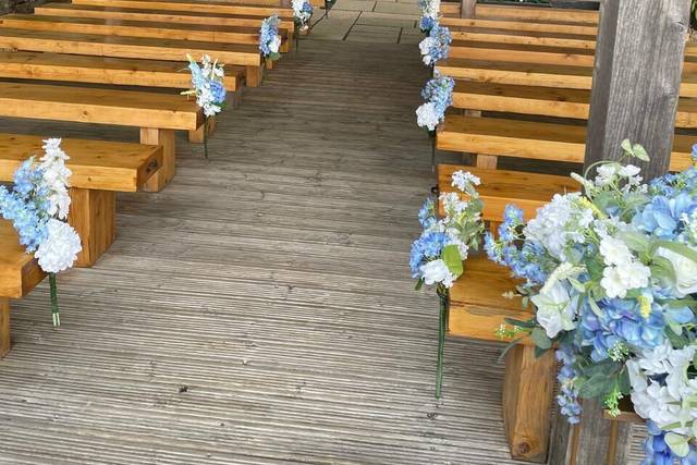 Blue hydrangea aisle