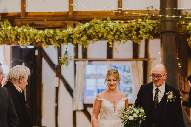Bride walks down the aisle