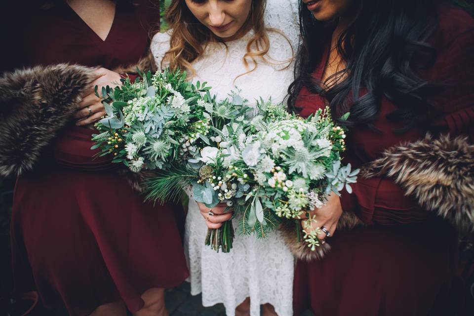 Winter foliage bouquets