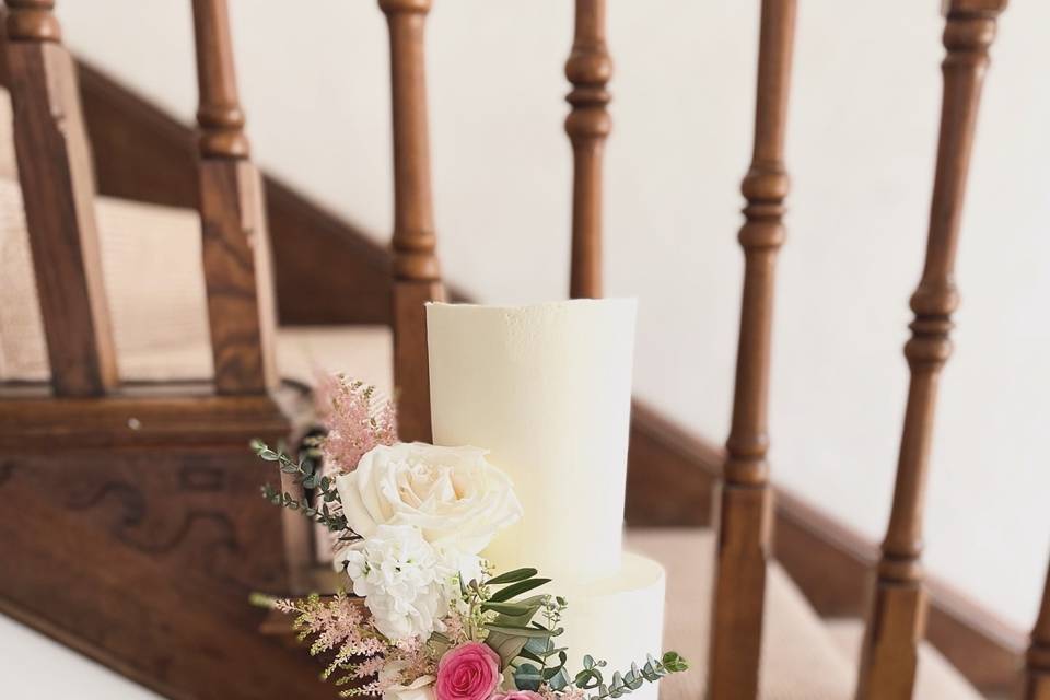 Pink and ivory three tier