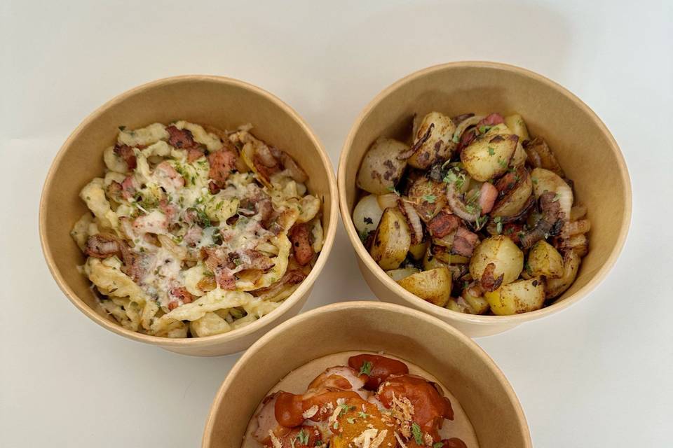 Spätzle, Bratkartoffel, Wurst