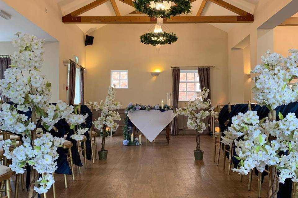 Ceremony with blossom trees