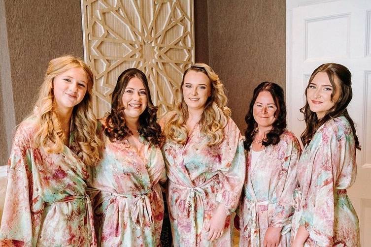 Bridesmaids and bride