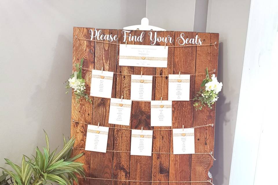 Table plan cards to display
