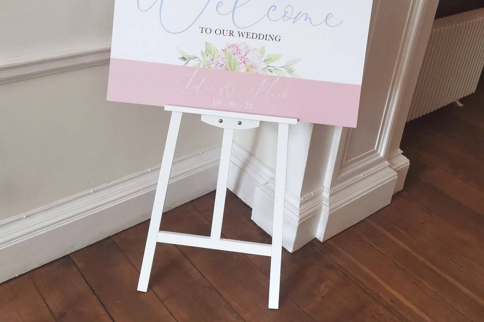 Printed wedding welcome sign