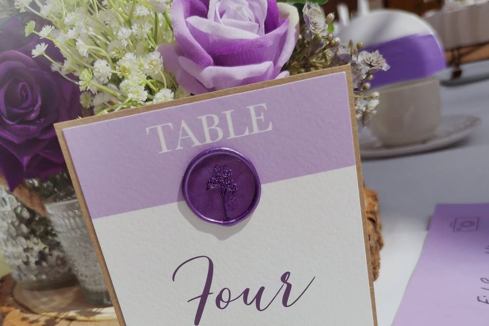 Designed table numbers