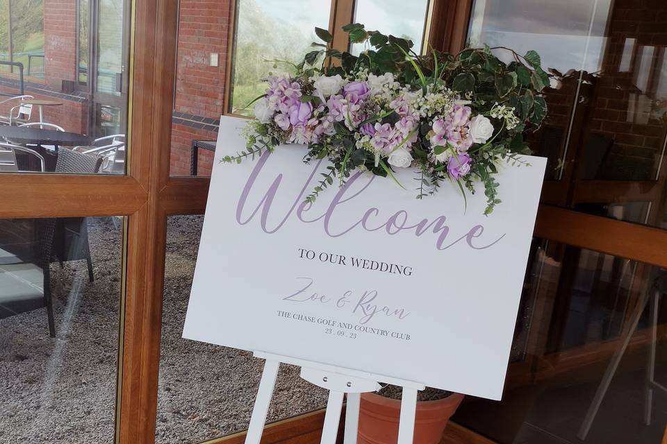 Printed wedding welcome sign