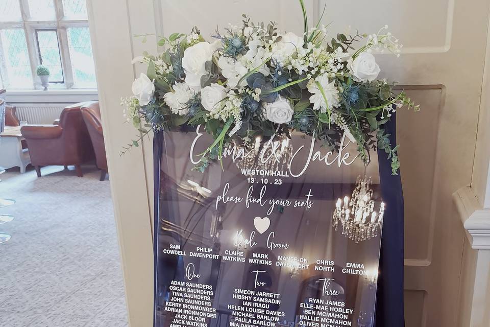 Acrylic table plan display