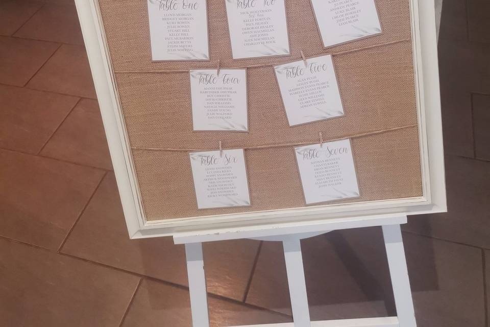 Table plan cards to display