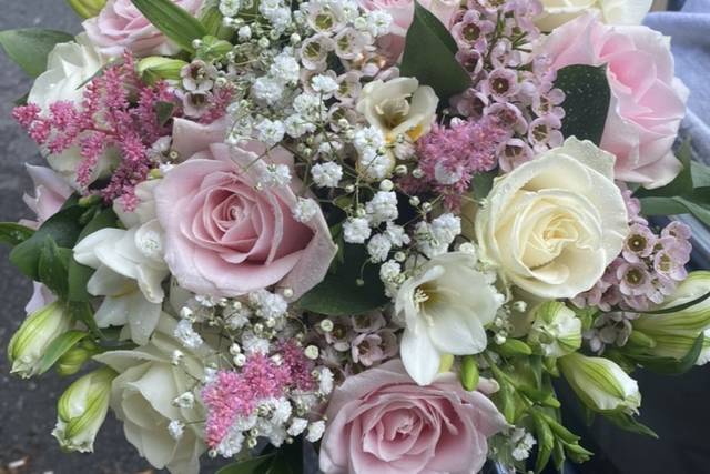 Pink brides hand tied