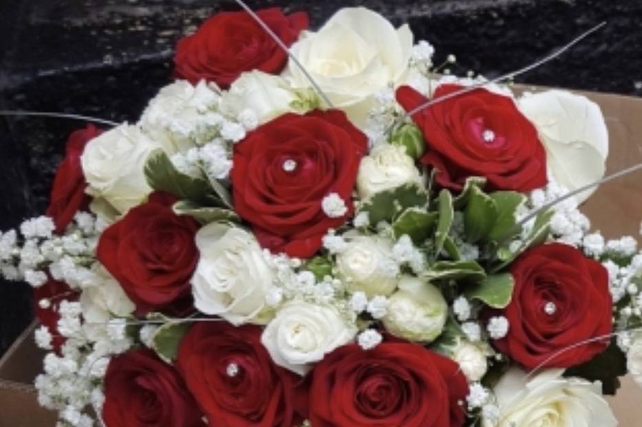 Red and white hand tied