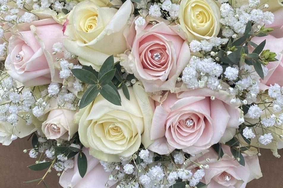 Pink and white hand tied