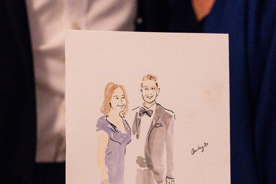 Wedding guests with their art