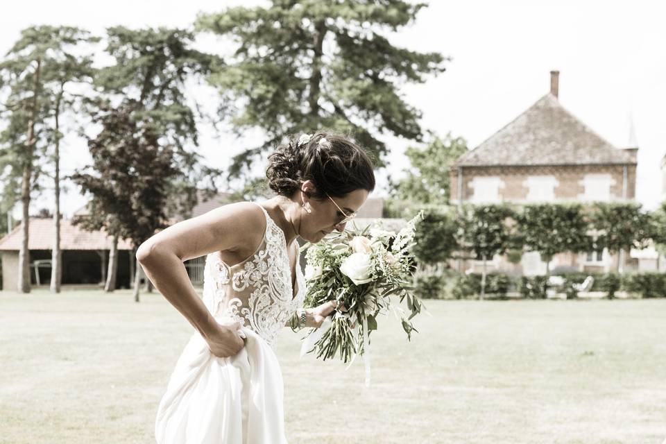 Bride kicking football