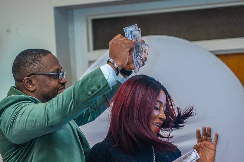 Guest on a 360 booth