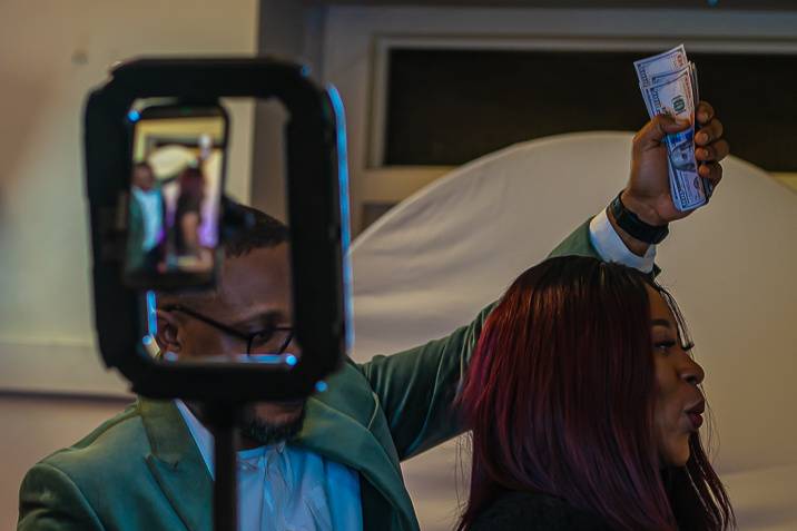 Guest on a 360 booth