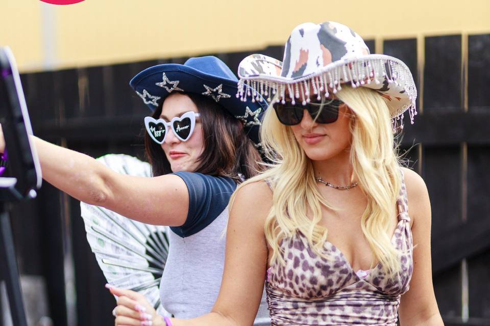 Guests on a 360 booth