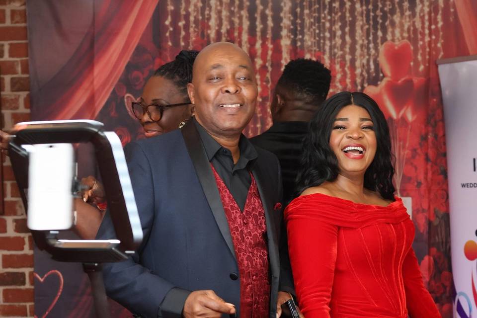 Guests on a 360 booth