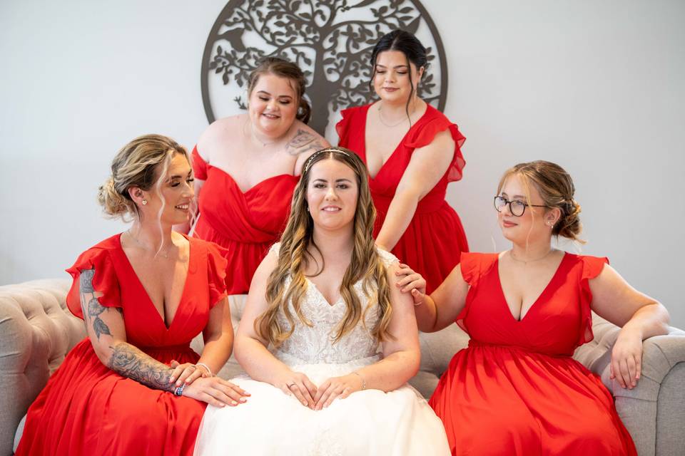 Bride and bridesmaids