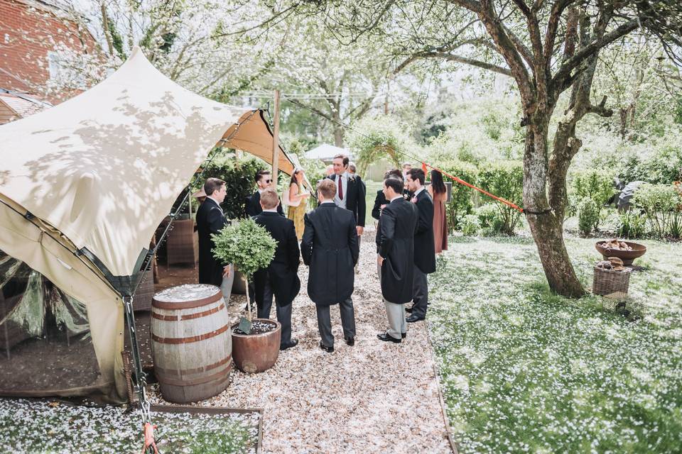 Groomsmen pre ceremony drink