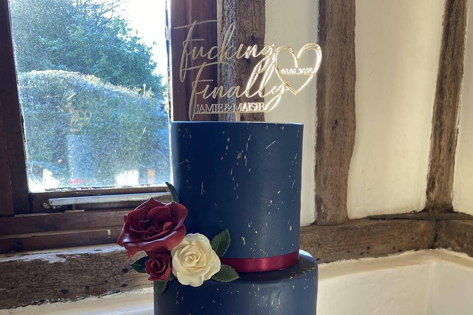 Navy and Burgandy Cake