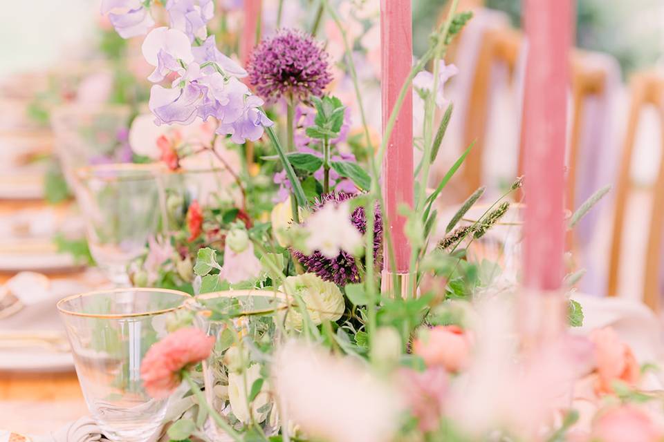 Lilac and pink flowers