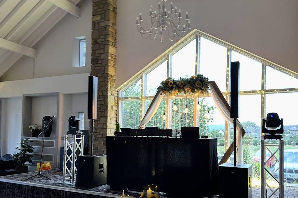 DJ setup at Mytton Fold