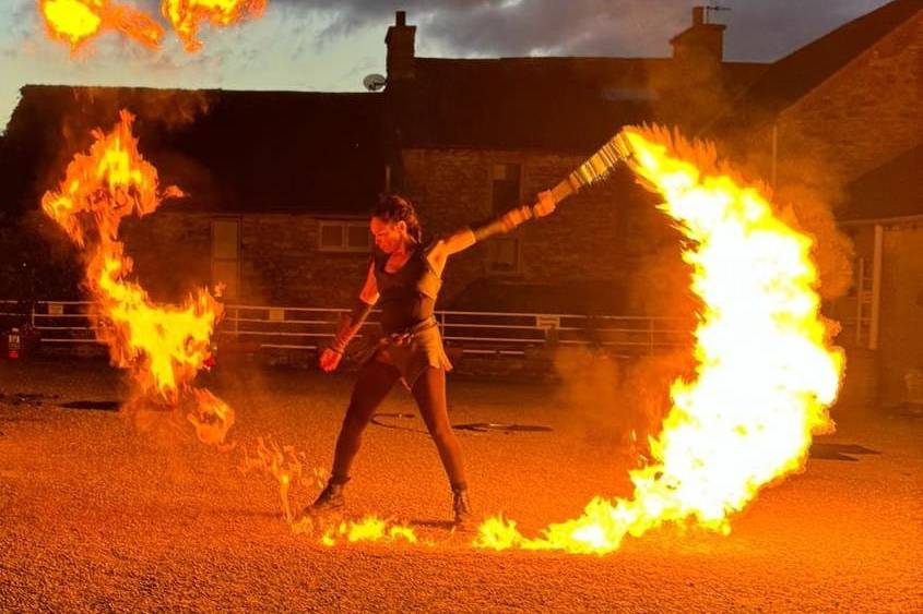 Fire display in The Courtyard